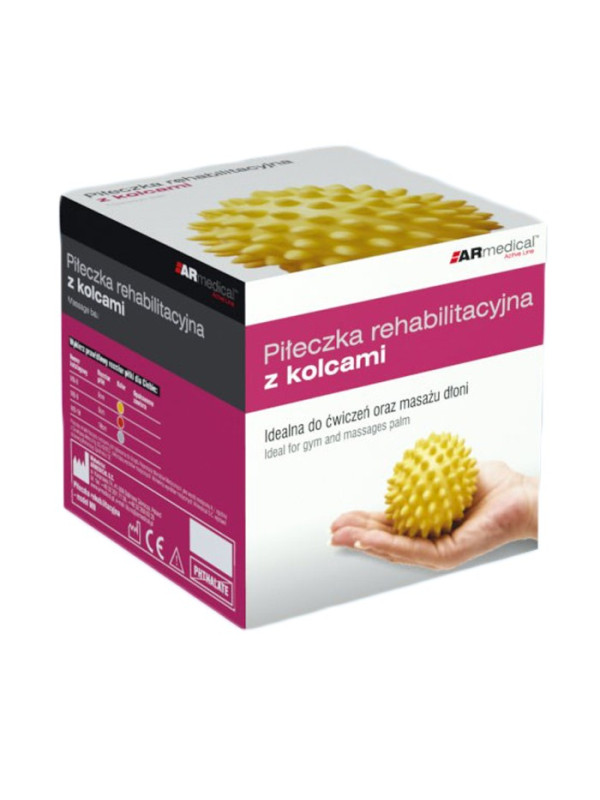 Piłeczka Rehabilitacyjna Z Kolcami Do Ćwiczeń Masażu Rehabilitacja Masaż Stóp Armedical 9 cm Czerwona