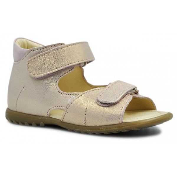 Sandały Buty Emel e 2431d-6 Dziewczęce Sandały na Rzepy - Metaliczny Kolor