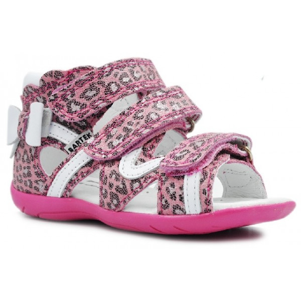 Sandały Buty Bartek w-11707-7/llo Dziewczęce Sandały na Rzepy - Różowa Panterka