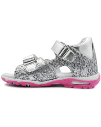 Srebrne Sandały Z Kwiatkiem Dla Dziewczynki Jamet 191 II gatunek