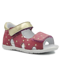 Sandały Buty Mido 162 wrzos-gwiazdki Dziewczęce Sandały na Rzep w Złote Gwiazdki