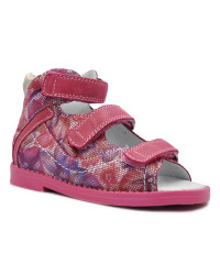 Sandały Buty Mido 800 Dziewczęce Sandały na Rzepy kwiaty-róż