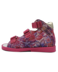 Sandały Buty Mido 800 Dziewczęce Sandały na Rzepy kwiaty-róż