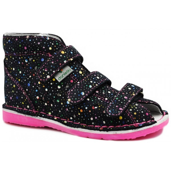 Korekcyjne sandałki dla dziewczynek w kropeczki do szkoły Danielki