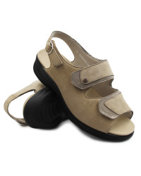 Sandały Szerokie Damskie Miękkie Solidus Moni Suede Fango m