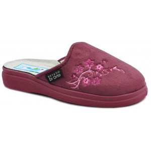 Wygodne szerokie kapcie damskie dla seniorek na prezent DR ORTO 132D014 Bordowe