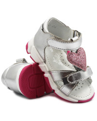 Sandały Dla Dziewczynki Srebrne Skórzane Bartek 11540004