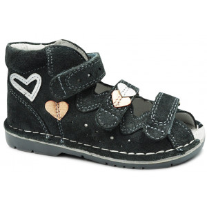 Sandały Bartek Dziewczęce Buty Profilaktyczne na Rzepy w Serduszka - do szkoły, przedszkola 115201-02