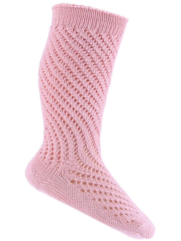 Ażurowe Skarpetki Podkolanówki Dziewczęce Emel esk 205-1 Różowe
