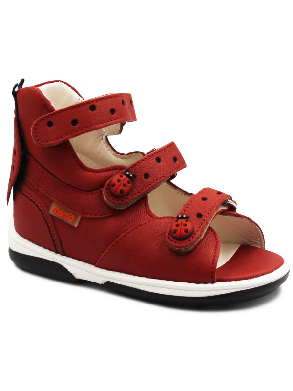 Sandały profilaktyczne dla dziewczynek ze skóry naturalnej MEMO LADYBIRD