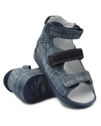 Sandały Buty Mido 800 Chłopięcy Sandały na Rzepy kratka-granat