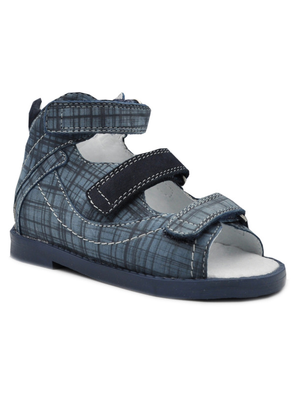 Sandały Buty Mido 800 Chłopięcy Sandały na Rzepy kratka-granat