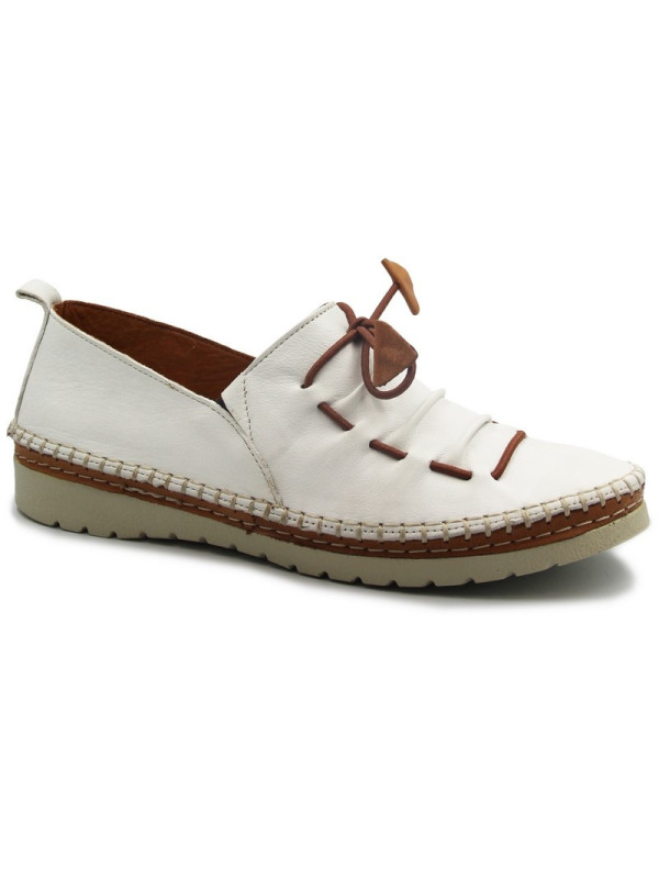 Półbuty Damskie Mokasyny Eleganckie Manitu 840089-03 weiß