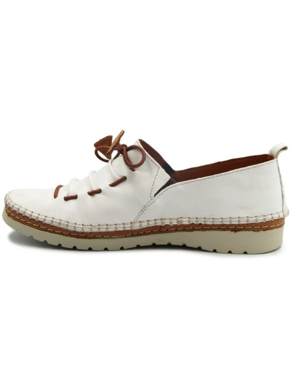 Półbuty Damskie Mokasyny Eleganckie Manitu 840089-03 weiß