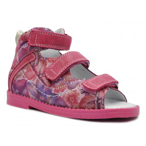 Sandały Buty Mido 800 Dziewczęce Sandały na Rzepy kwiaty-róż