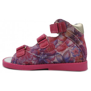 Sandały Buty Mido 800 Dziewczęce Sandały na Rzepy kwiaty-róż