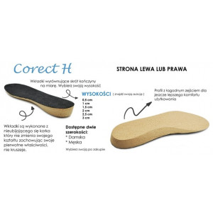 Wkładka Ortopedyczna Wyrównująca Lewa Szeroka Skrót 3cm CORRECT H