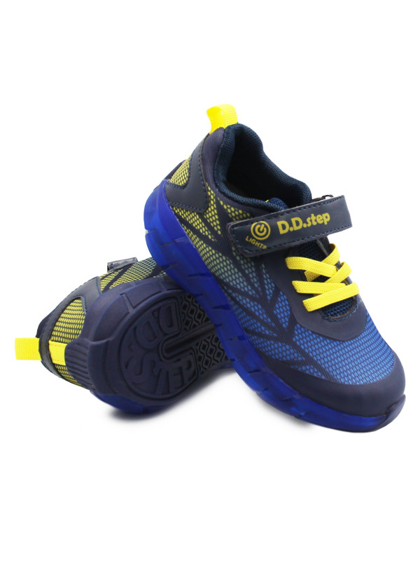 Buty na Wiosnę Dla Chłopca Sportowe Adidasy LED DD Step f061-391m Bermuda Blue