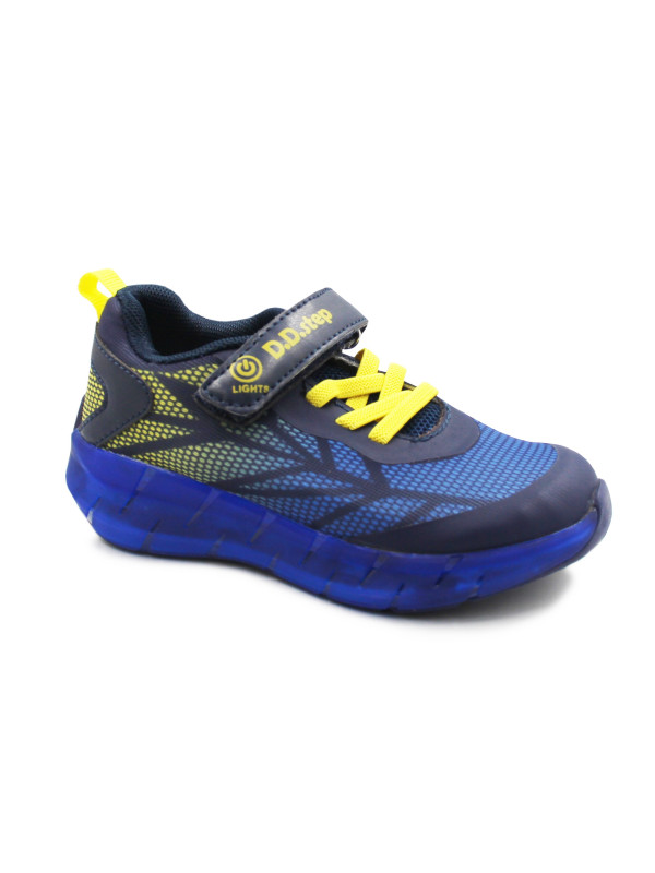 Buty na Wiosnę Dla Chłopca Sportowe Adidasy LED DD Step f061-391m Bermuda Blue