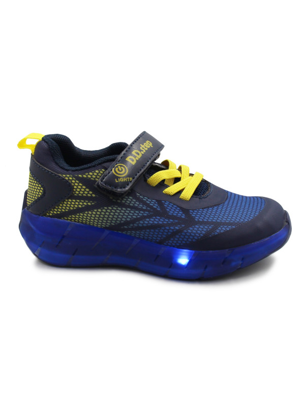 Buty na Wiosnę Dla Chłopca Sportowe Adidasy LED DD Step f061-391m Bermuda Blue