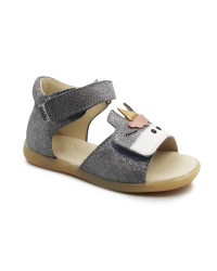 Sandały Dla Dziewczynki Z Jednorożcem Mido 21-27 Szary-Satyna