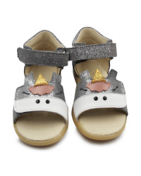 Sandały Dla Dziewczynki Z Jednorożcem Mido 21-27 Szary-Satyna