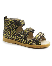 Sandały Dla Dziewczynki Profilaktyczne Mido 815 Antracyt Kwiaty