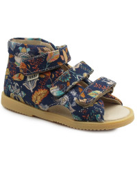 Kapcie do przedszkola i szkoły dla dziewczynki profilaktyczne Mido 816 granat kwiaty