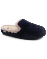 Futrzane kapcie damskie na zimę Scholl Maddy Double Med mf309081048 Navy Blue