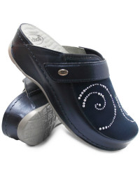 Klapki damskie na koturnie Scholl Gemini Strap mf308871040 Navy Blue