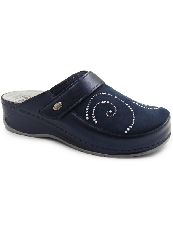 Klapki damskie na koturnie Scholl Gemini Strap mf308871040 Navy Blue