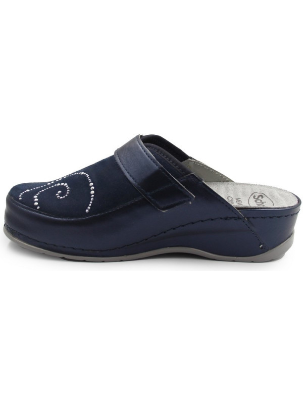 Klapki damskie na koturnie Scholl Gemini Strap mf308871040 Navy Blue