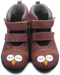 Buty dla dziewczynki ocieplane MIDO Sowa Nubuk Rzepy 22-20 Róż