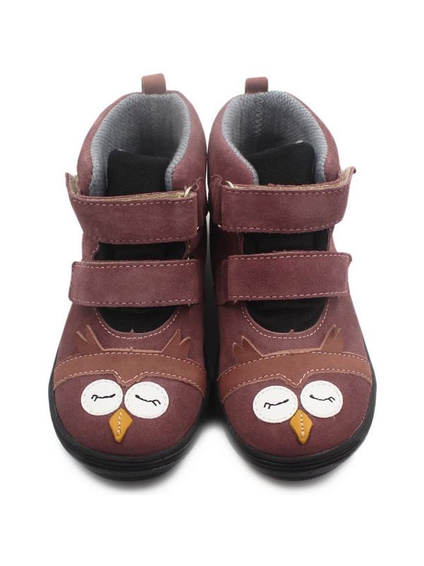 Buty dla dziewczynki ocieplane MIDO Sowa Nubuk Rzepy 22-20 Róż