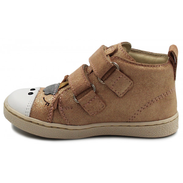 Półbuty Jesienne Dla Dziewczynki Z Brokatem Mido 20-49 Puder Satyna