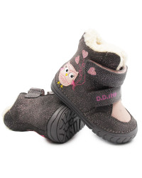 Ocieplane buty zimowe dla dziewczynki błyszczące DD STEP W029-362Y