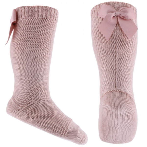 Podkolanówki Dla Dziewczynek Z Kokardką Emel esk 202-1 Różowe