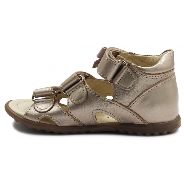 Sandały Buty Emel e 2090a-2 Dziewczęce Sandałki na Rzepy z Kokardką - Metaliczny kolor