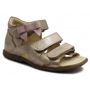 Sandały Buty Emel e 2090a-2 Dziewczęce Sandałki na Rzepy z Kokardką - Metaliczny kolor