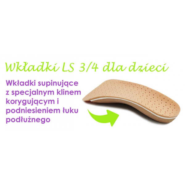 Wkładki do butów ortopedyczne płaskostopie podłużne Correct LS 3/4 kolor beżowy