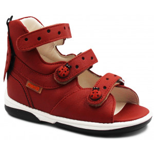 Sandały profilaktyczne dla dziewczynek ze skóry naturalnej MEMO LADYBIRD