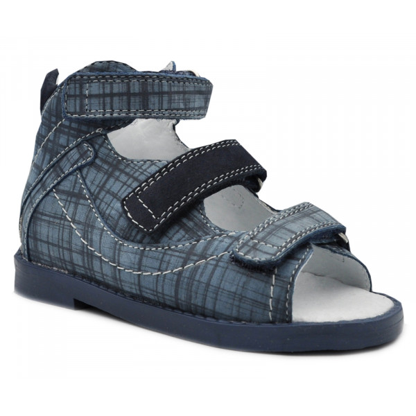 Sandały Buty Mido 800 Chłopięcy Sandały na Rzepy kratka-granat