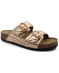 Metaliczne klapki dla kobiet na lato do pracy Scholl bora 2 straps med MF312661853