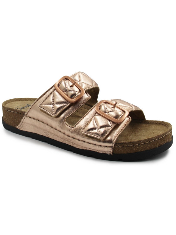 Metaliczne klapki dla kobiet na lato do pracy Scholl bora 2 straps med MF312661853