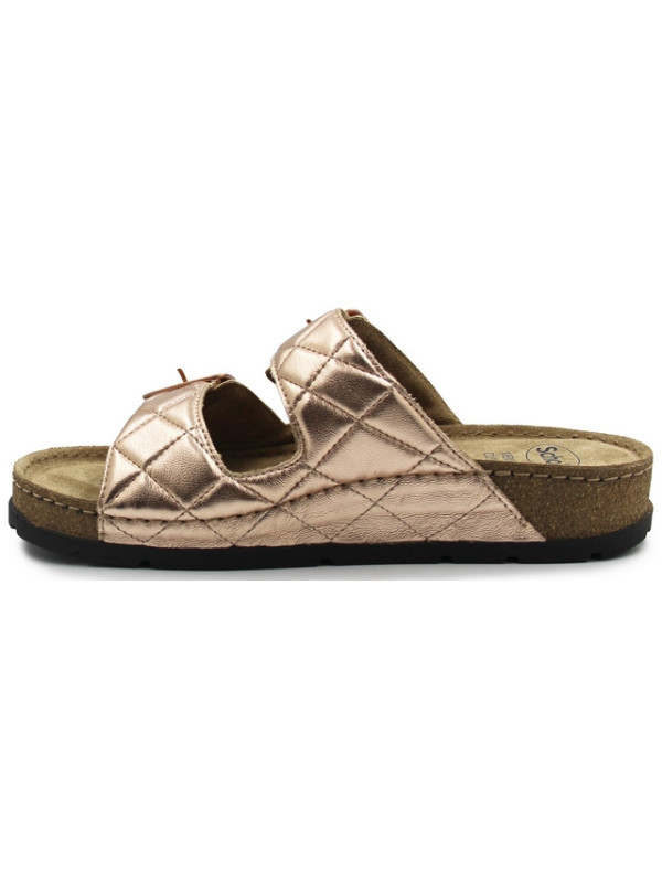 Metaliczne klapki dla kobiet na lato do pracy Scholl bora 2 straps med MF312661853
