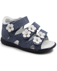 Eleganckie Sandały Ze Skóry Naturalnej W Kropki Dla Dziewczynek Emel e 2090-16D