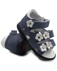 Eleganckie Sandały Ze Skóry Naturalnej W Kropki Dla Dziewczynek Emel e 2090-16D