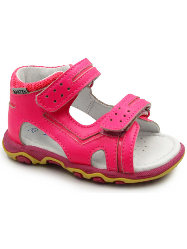 Sportowe sandałki dla dziewczynek na lato ze skóry naturalnej róż Bartek w-71825/NPF