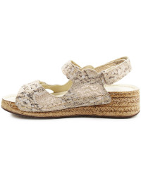 Sandały Damskie Skórzane Lekki Obcas Helios 138 Ecru