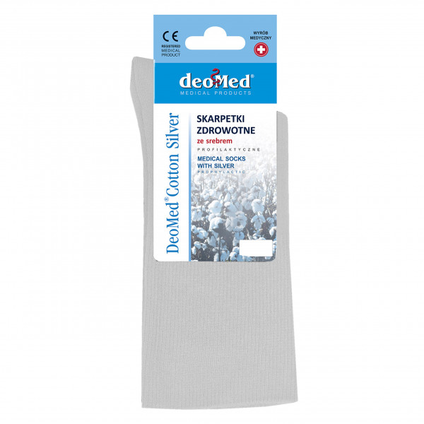 Białe Skarpety Bezuciskowe DeoMed Cotton Silver